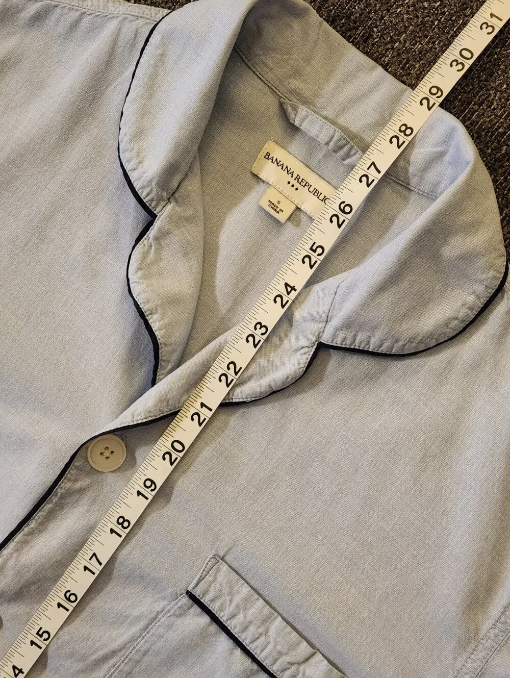 💙Banana Republic💙 - Blue Two-Piece Cotton Pajama PJ Lounge Set w/Navy Piping